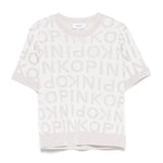 Pinko Kids T-shirt in Maglia con Logo All Over Bianco per Bambine