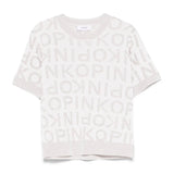 Pinko Kids T-shirt in Maglia con Logo All Over Bianco per Bambine