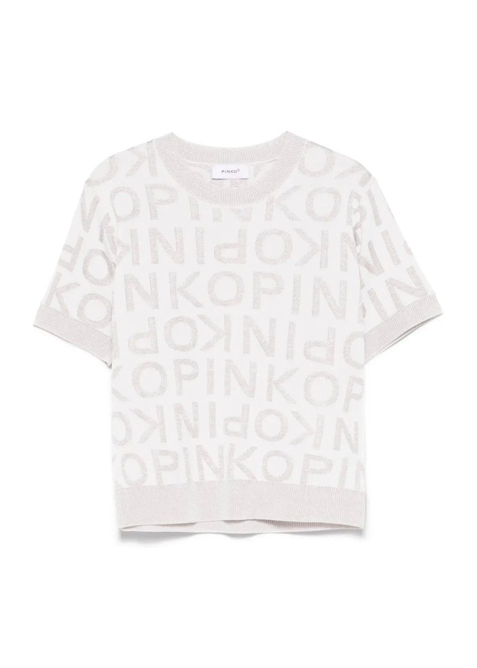 Pinko Kids T-shirt in Maglia con Logo All Over Bianco per Bambine