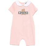 Moschino Kids Pagliaccetto Rosa con Logo Teddy Bear per Neonate