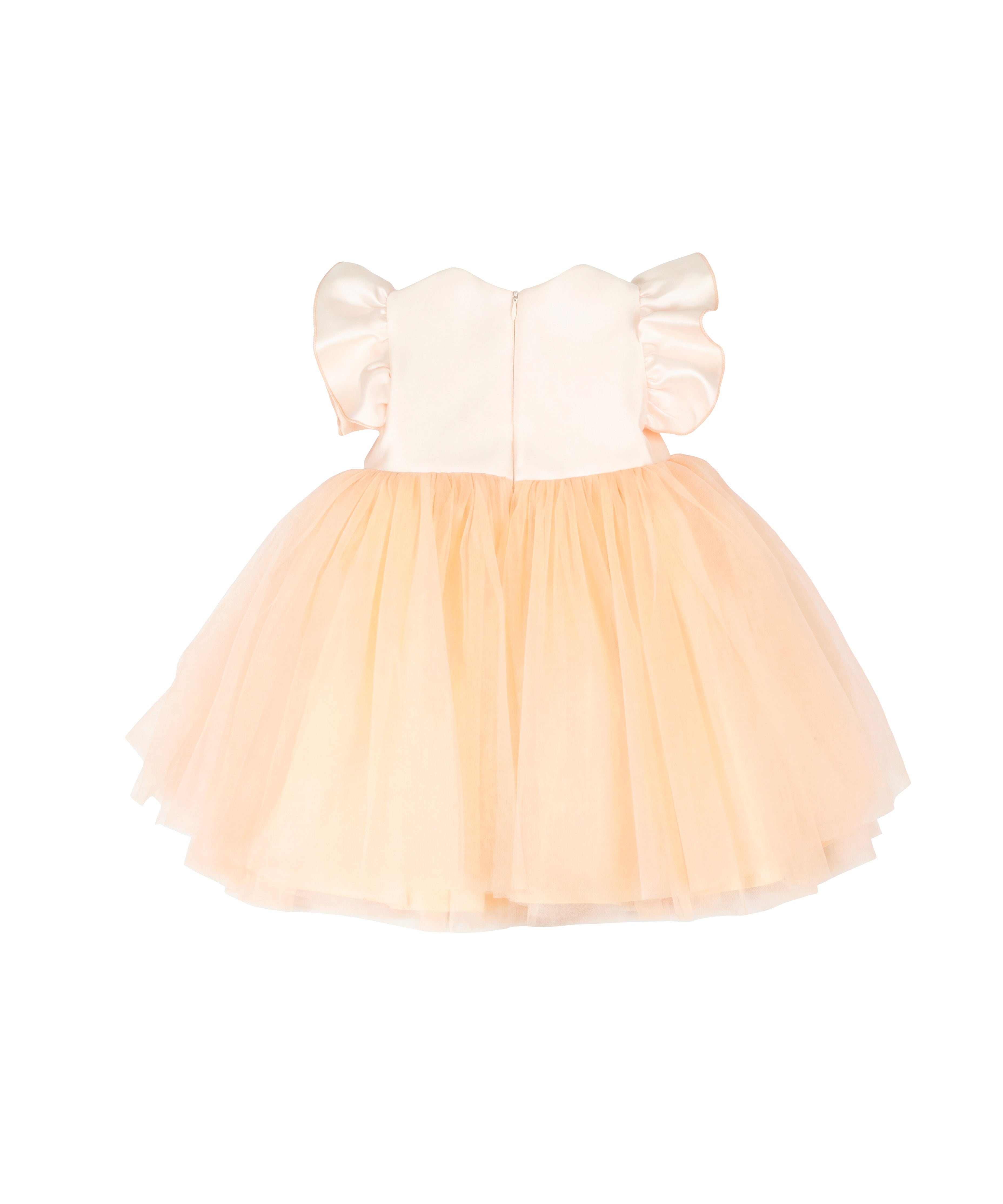 Marlù Abito da Cerimonia Albicocca con Applicazione Fiocco per Neonate