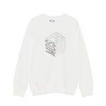 Moschino Kids Felpa Panna Girocollo con Stampa Logo 3D per Bambini o Bambine