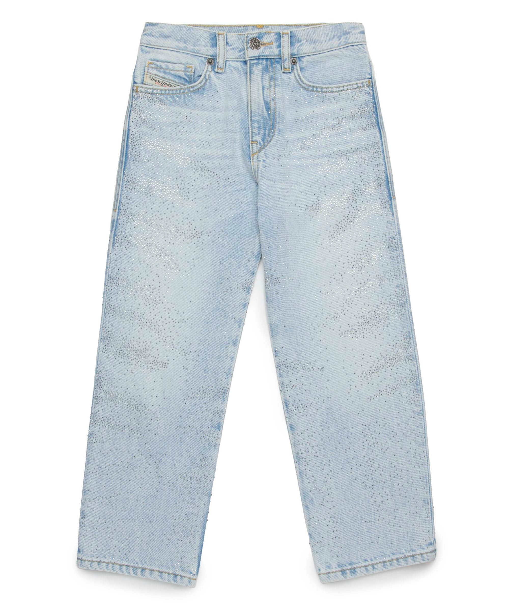 Diesel Kids Jeans Boyfriend con Applicazione Strass per Bambine