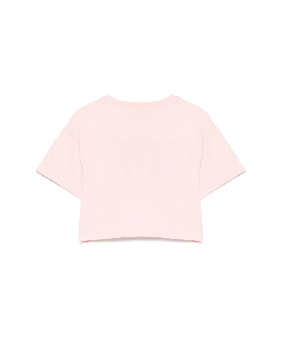 Moschino Kids T-shirt Crop Rosa con Stampa Toy per Bambine (retro)