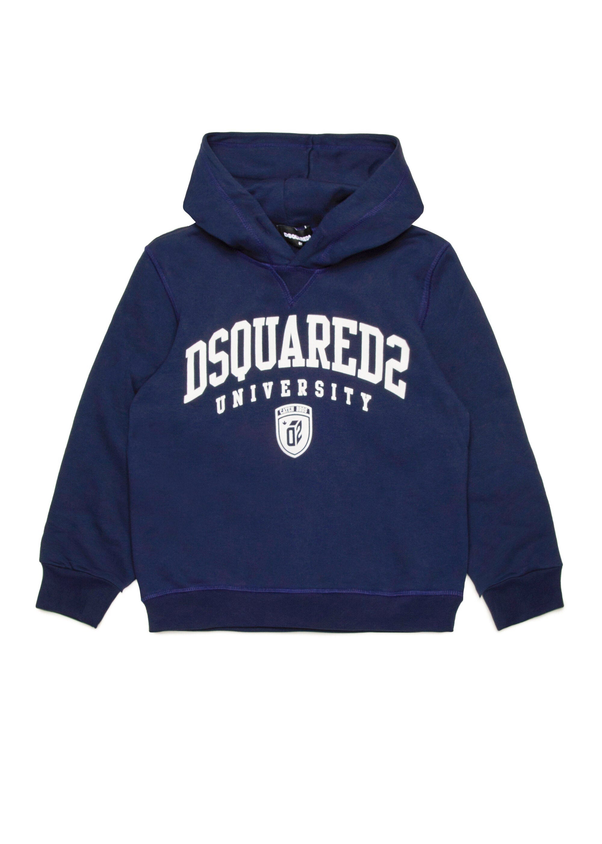 Dsquared2 Kids Felpa Blu con Cappuccio con Stampa Logo per Bambini