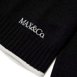 Max&Co Kids Dolcevita in Maglia Nero con Profili a Contrasto e Logo per Bambine