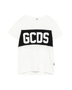 GCDS Kids T-shirt Bianca con Banda Logo