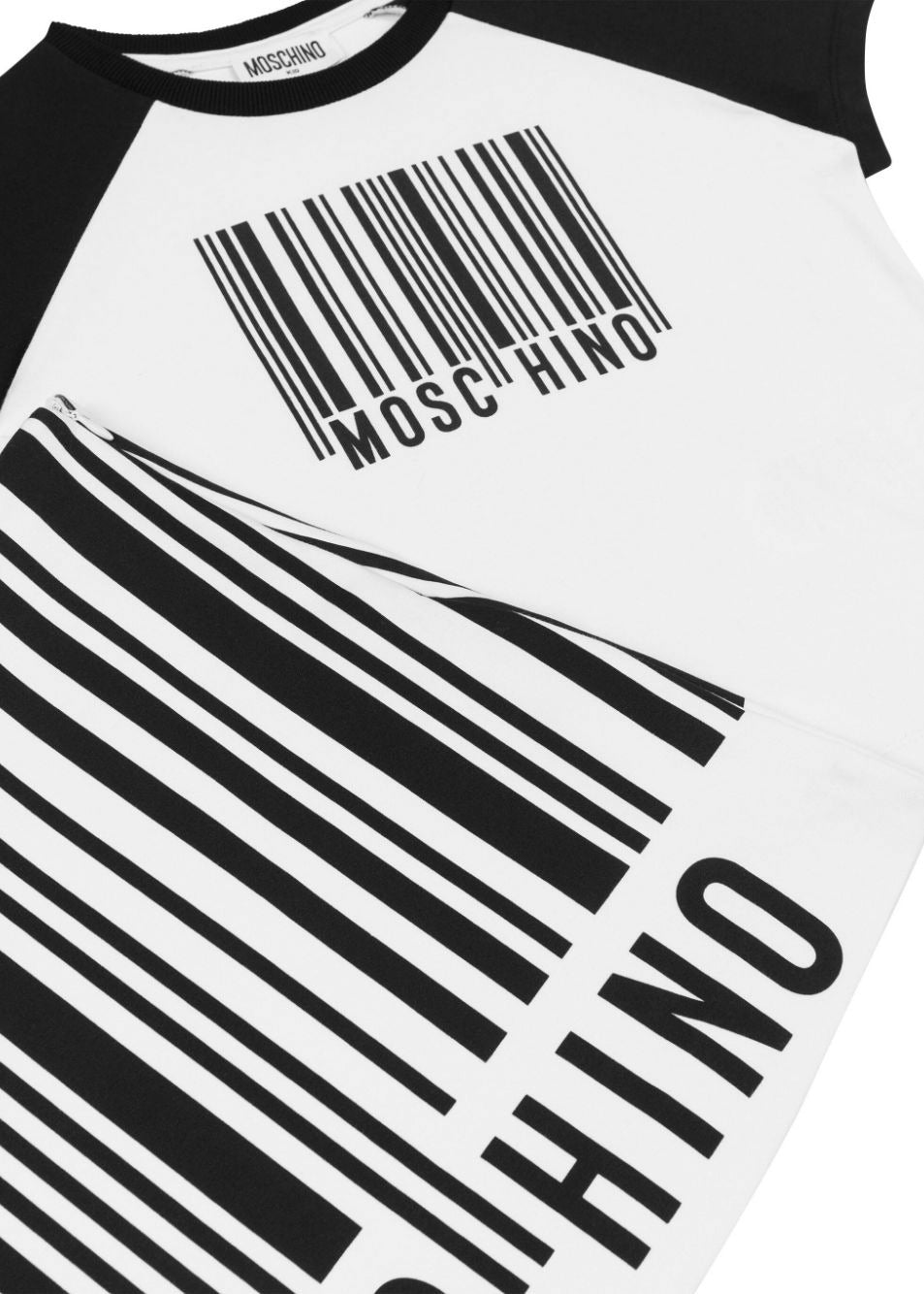 Moschino Kids Completo T-shirt con Gonna Bianco/Nero per Bambine (dettaglio)