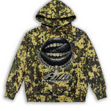 ART SUPER MONEY Kids Felpa con Stampa Camo e Labbra Rhinestone per Bambini