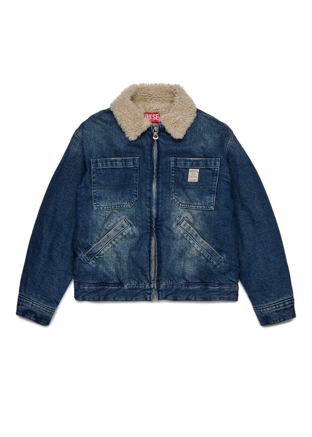 Diesel Kids Giubbino Denim Dirty con Teddy per Bambini