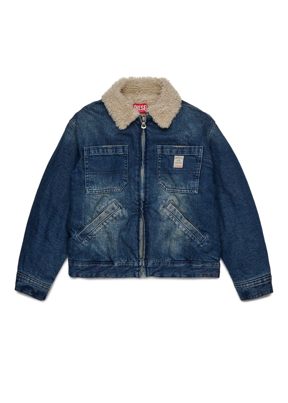 Diesel Kids Giubbino Denim Dirty con Teddy per Bambini