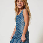 Twinset Kids Abito in Denim con Oval T All Over per Bambine (indossato)
