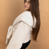 Yes London Kids Giacca Ecovisone Panna con Cappuccio per Bambine