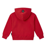 Philipp Plein Kids Felpa Unisex con Cappuccio Rossa con Logo Strass e Stella per Bambini