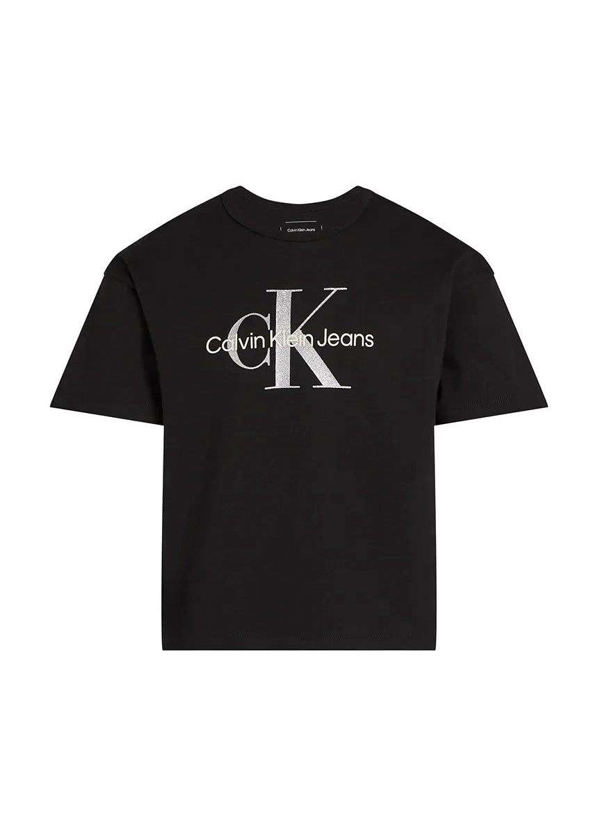 Calvin Klein Kids T-shirt Nera con Logo per Bambine