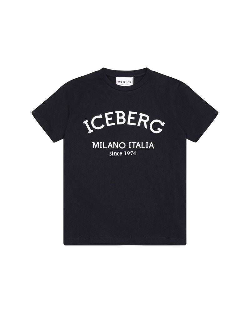Iceberg Kids T-Shirt Nero con Stampa Logo Unisex