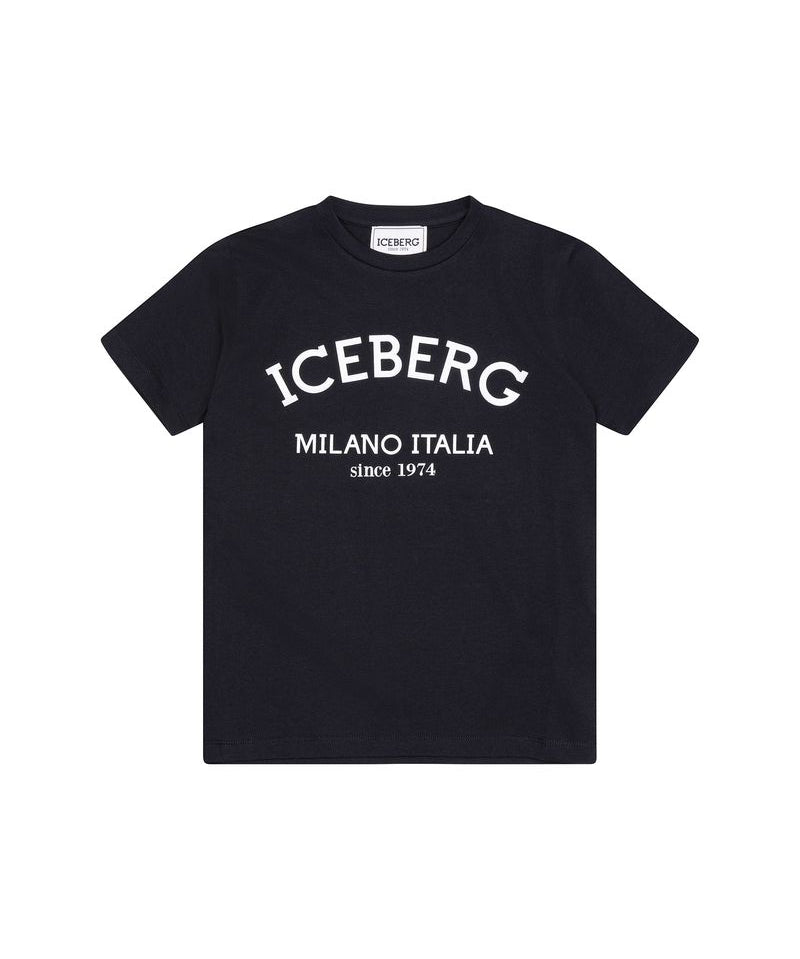 Iceberg Kids T-Shirt Nero con Stampa Logo Unisex
