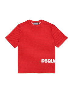 Dsquared Kids T-shirt per Bambini con Stampe Logo All-Over e Maxi Stampa a Contrasto per Bambini