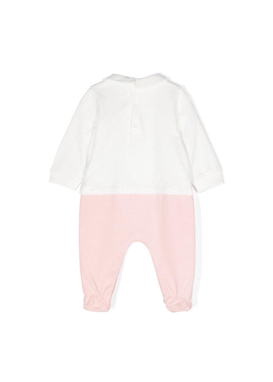 Moschino Kids Tutina Bianco/Rosa con Stampa Logo per Neonate (retro)