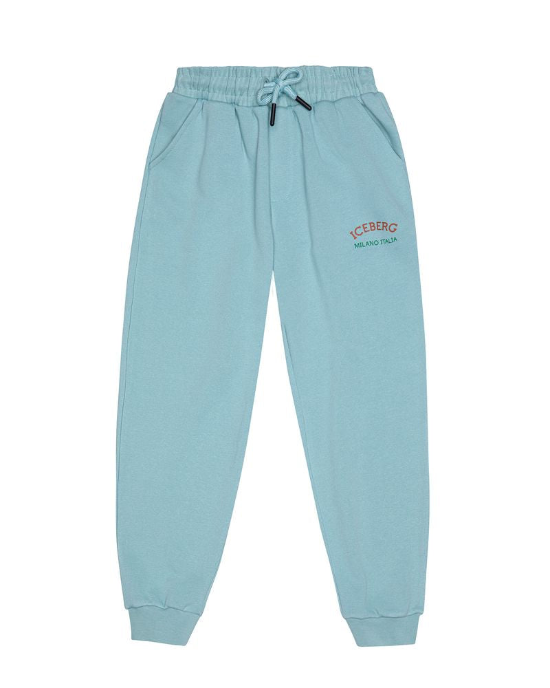 Iceberg Kids Pantalone Cielo con Logo per Bambini