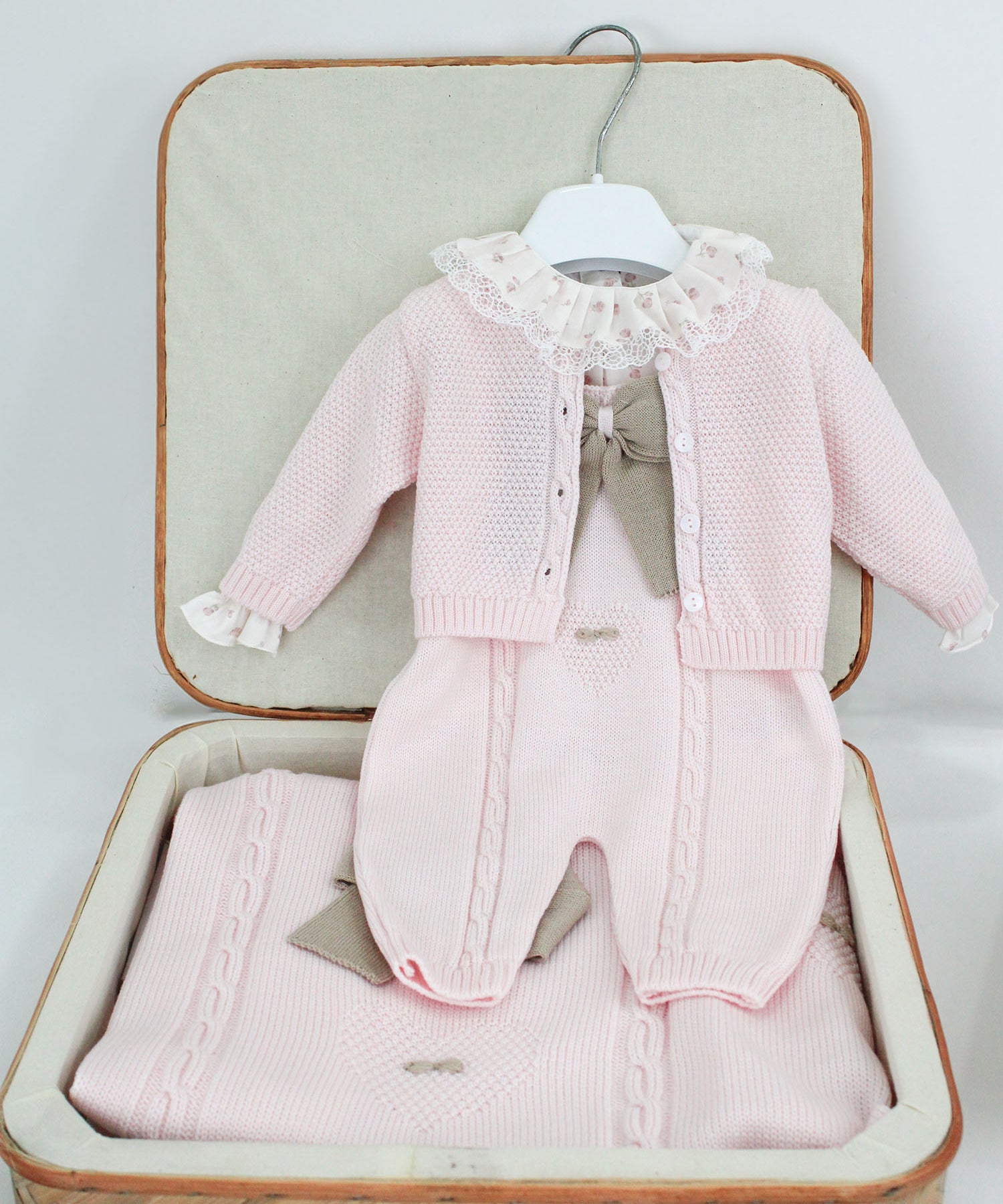 Marlù Completo Rosa/Tabacco per Neonate