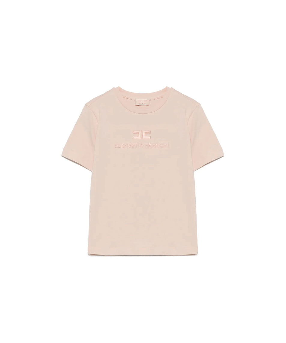 Elisabetta Franchi La Mia Bambina T-shirt Rosa con Ricamo per Neonate