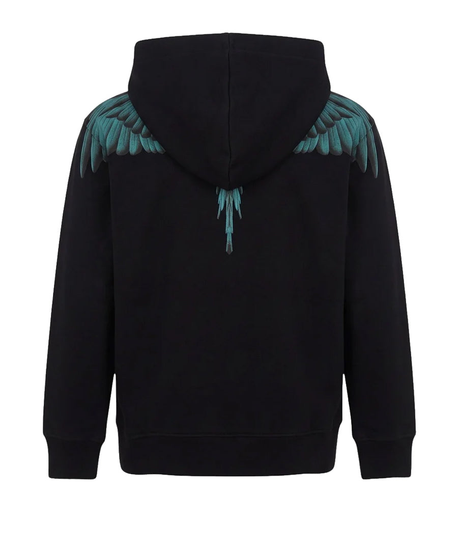 Marcelo Burlon County of Milan Kids Felpa con Zip Nero con Stampa Ali Celeste per Bambini