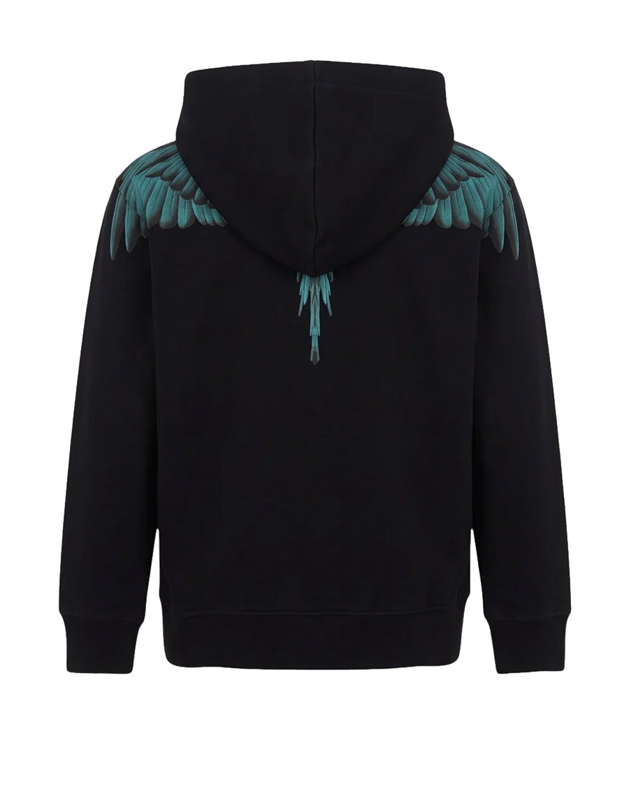 Marcelo Burlon County of Milan Kids Felpa con Zip Nero con Stampa Ali Celeste per Bambini