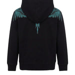 Marcelo Burlon County of Milan Kids Felpa con Zip Nero con Stampa Ali Celeste per Bambini