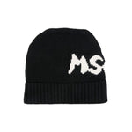 MSGM Kids Cappello Beanie Nero con Stampa per Bambine