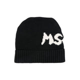 MSGM Kids Cappello Beanie Nero con Stampa per Bambine
