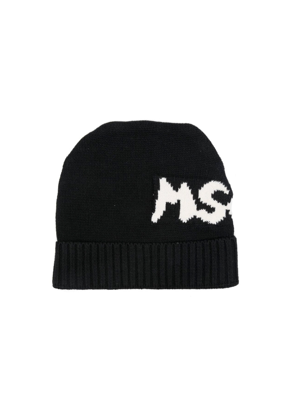 MSGM Kids Cappello Beanie Nero con Stampa per Bambine