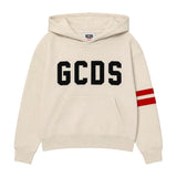 Gcds Kids Felpa Bianco con Fascia Rosso e Logo Unisex