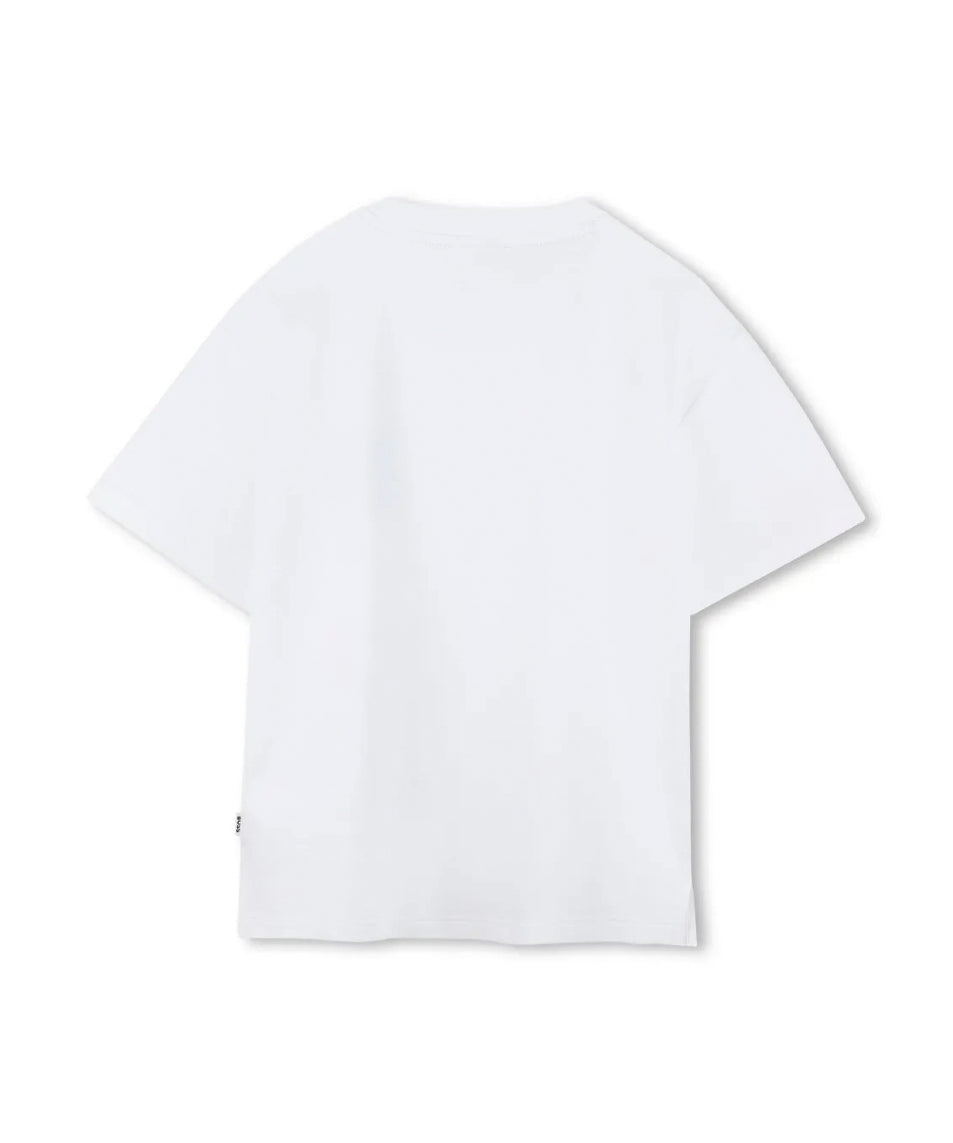 BOSS Kids T-shirt Bianca con Stampa BB per Bambini (retro)