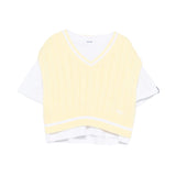 Msgm Kids T-Shirt con Gilet Bianco/Giallo per Bambine