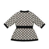 Elisabetta Franchi La Mia Bambina Abito Logo ALL-OVER Nero/Avorio per Neonate