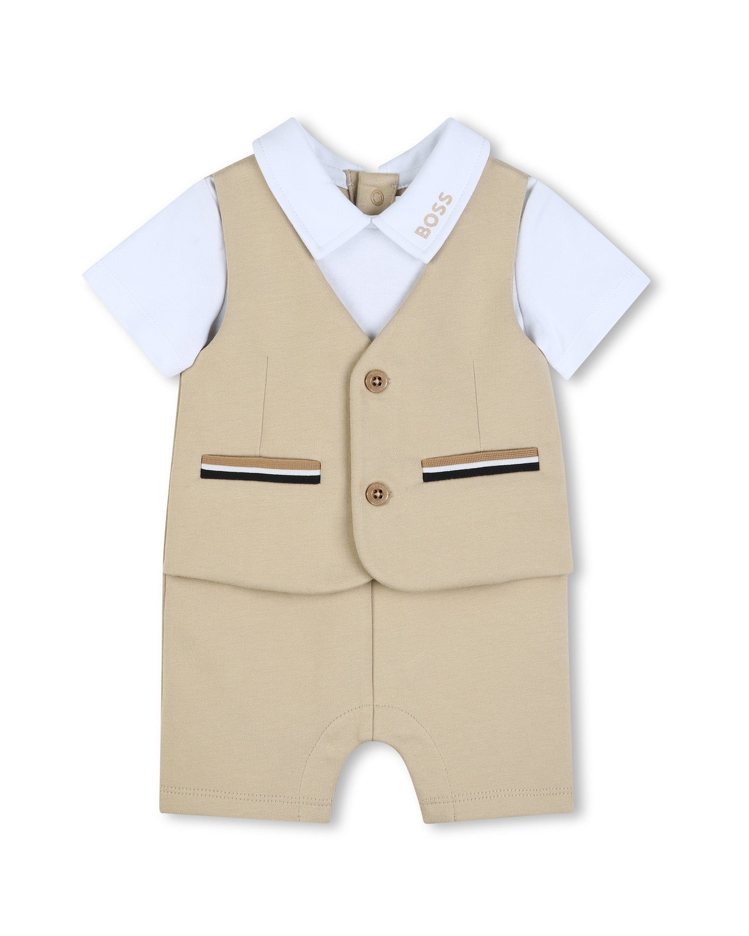 Boss Kids Completo Beige con Ricami per Neonati
