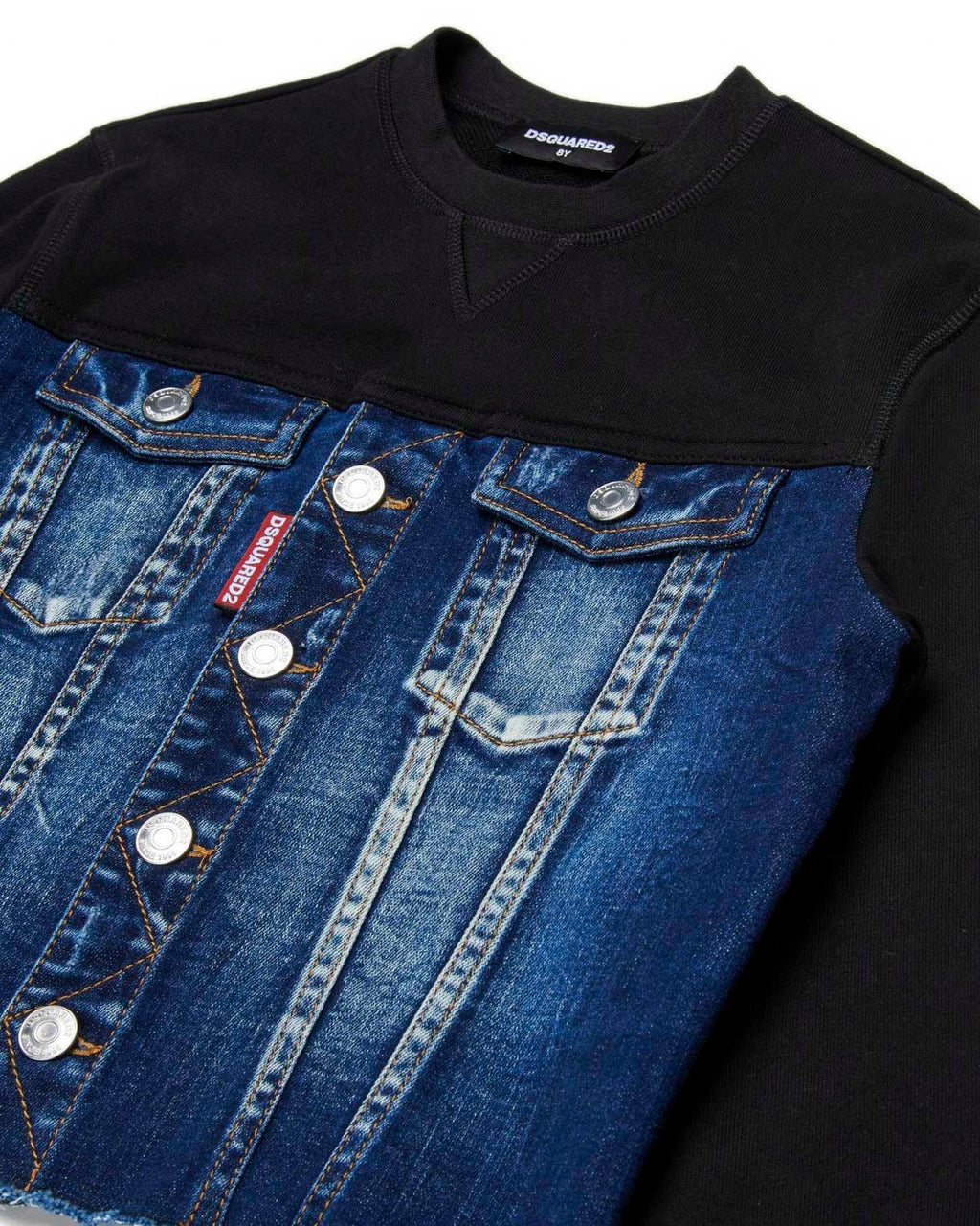 Dsquared2 Kids Felpa con Busto Denim per Bambini
