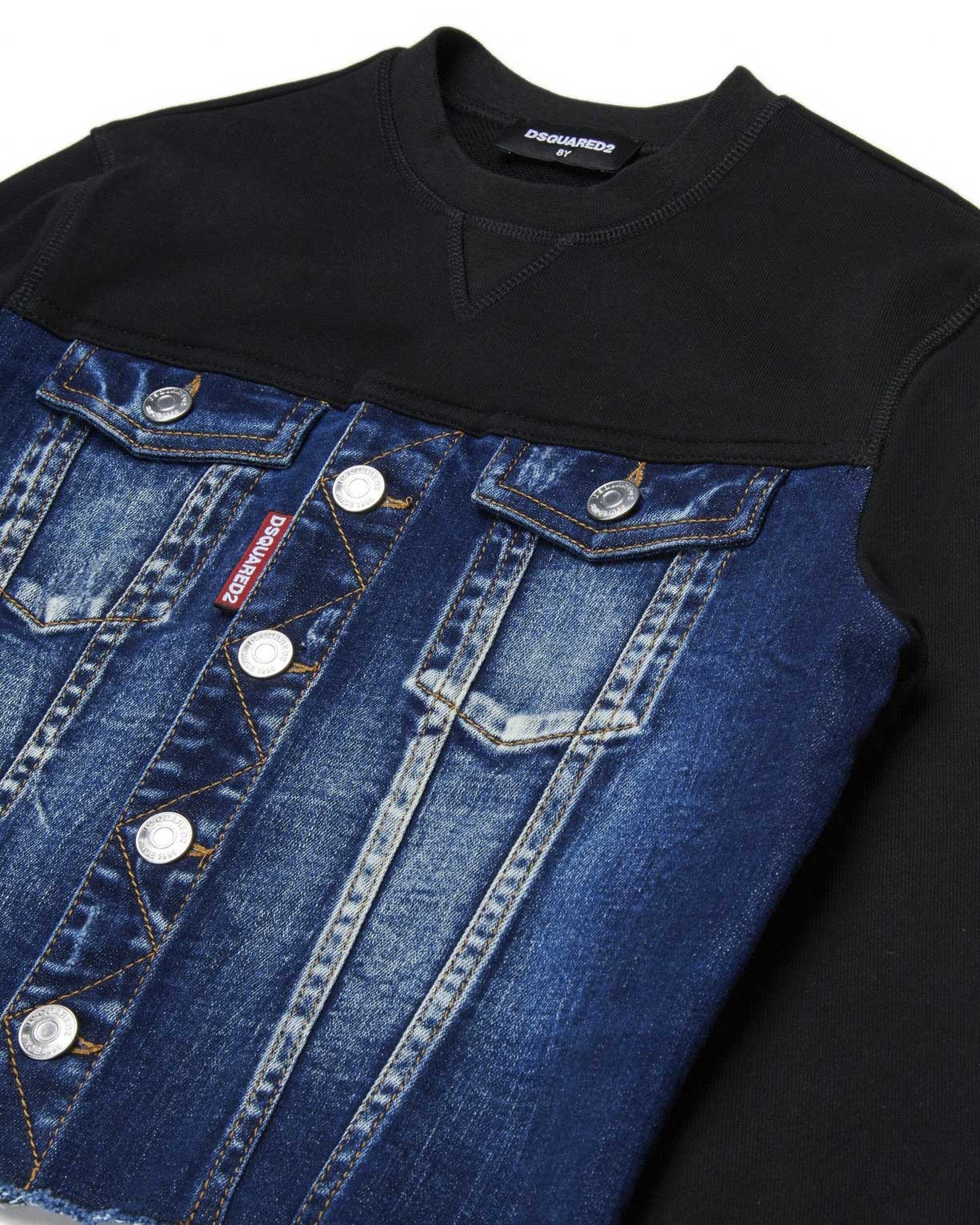 Dsquared2 Kids Felpa con Busto Denim per Bambini