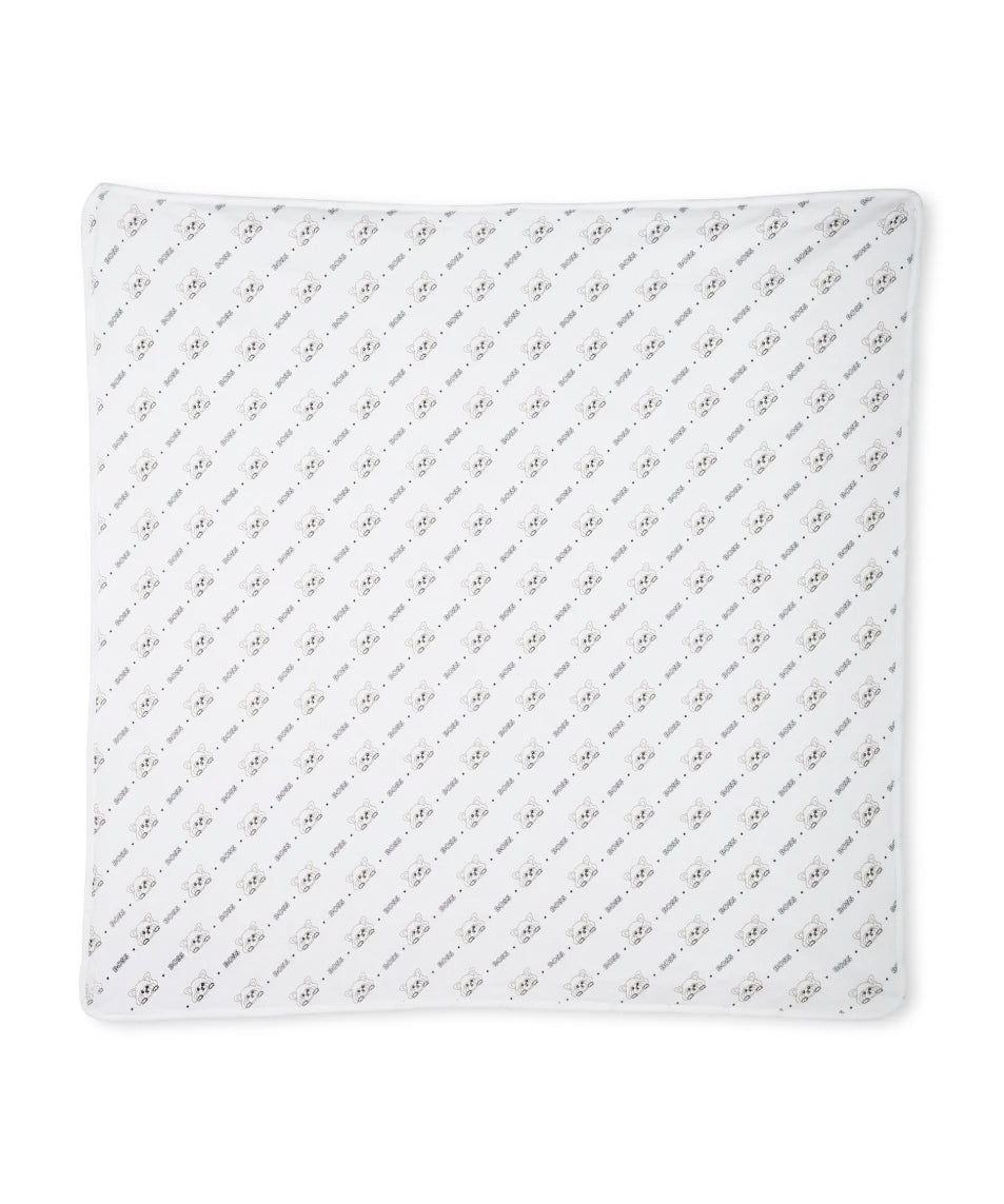 Boss Kids Coperta Bianca con Stampa Logo per Neonati