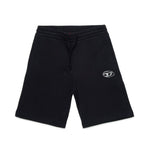 Diesel Kids Short in Felpa Nero con Logo Oval D Metallico per Bambini