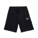 Diesel Kids Short in Felpa Nero con Logo Oval D Metallico per Bambini