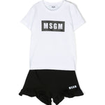 MSGM Kids Completo T-shirt e Short Bianco/Nero per Neonate
