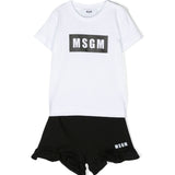 MSGM Kids Completo T-shirt e Short Bianco/Nero per Neonate