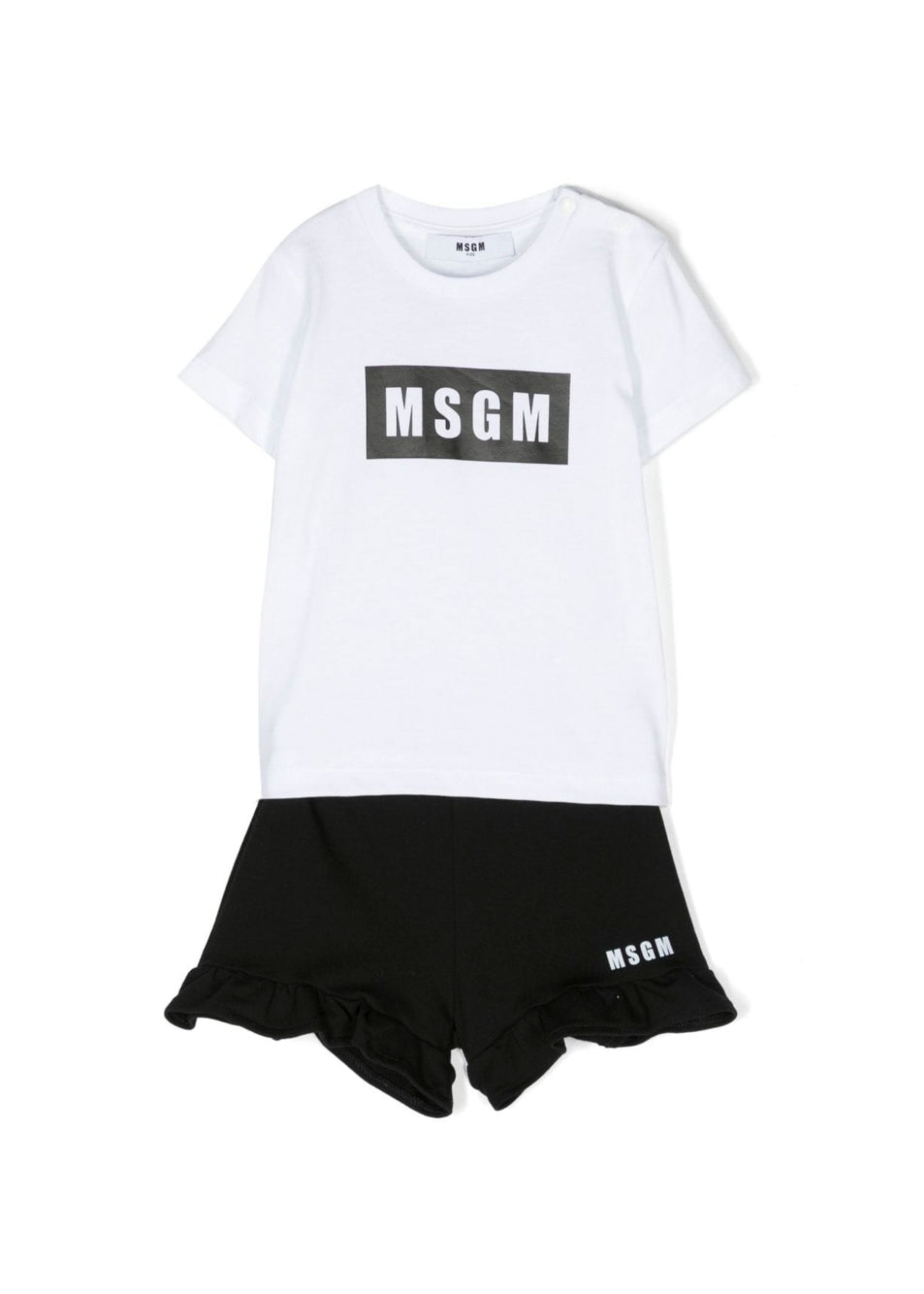 MSGM Kids Completo T-shirt e Short Bianco/Nero per Neonate