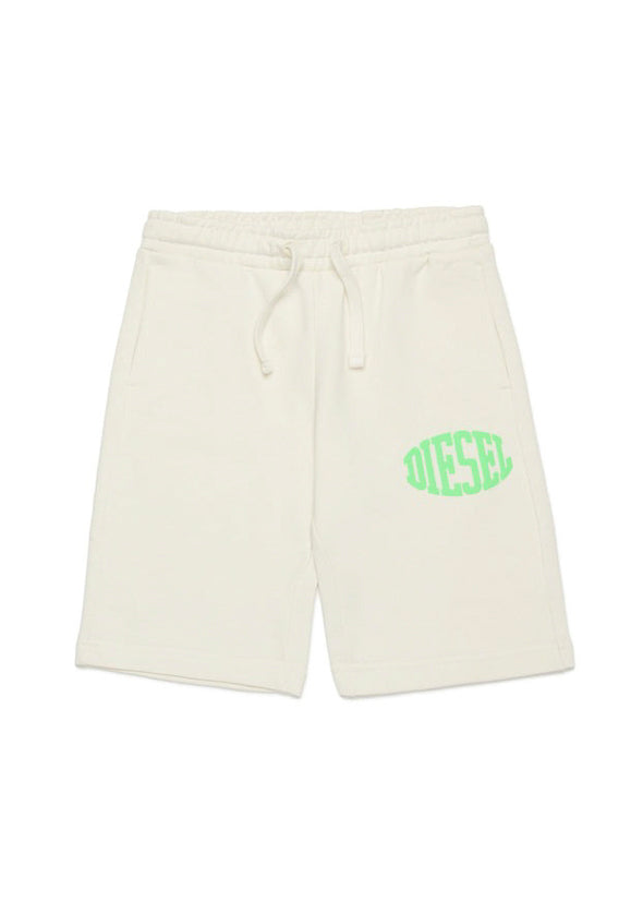Diesel Kids Bermuda Panna con Logo Puffy Print per Bambine