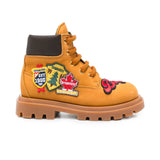 Dsquared2 Kids Stivale Senape e Moro con Patch Unisex