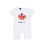 Dsquared 2 Kids Tutina Bianca con Stampa Logo Foglia D'acero per Neonati