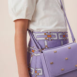 Elisabetta Franchi La Mia Bambina Borsetta Lilla con Tracolla e Motivo Logo All-Over per Bambine