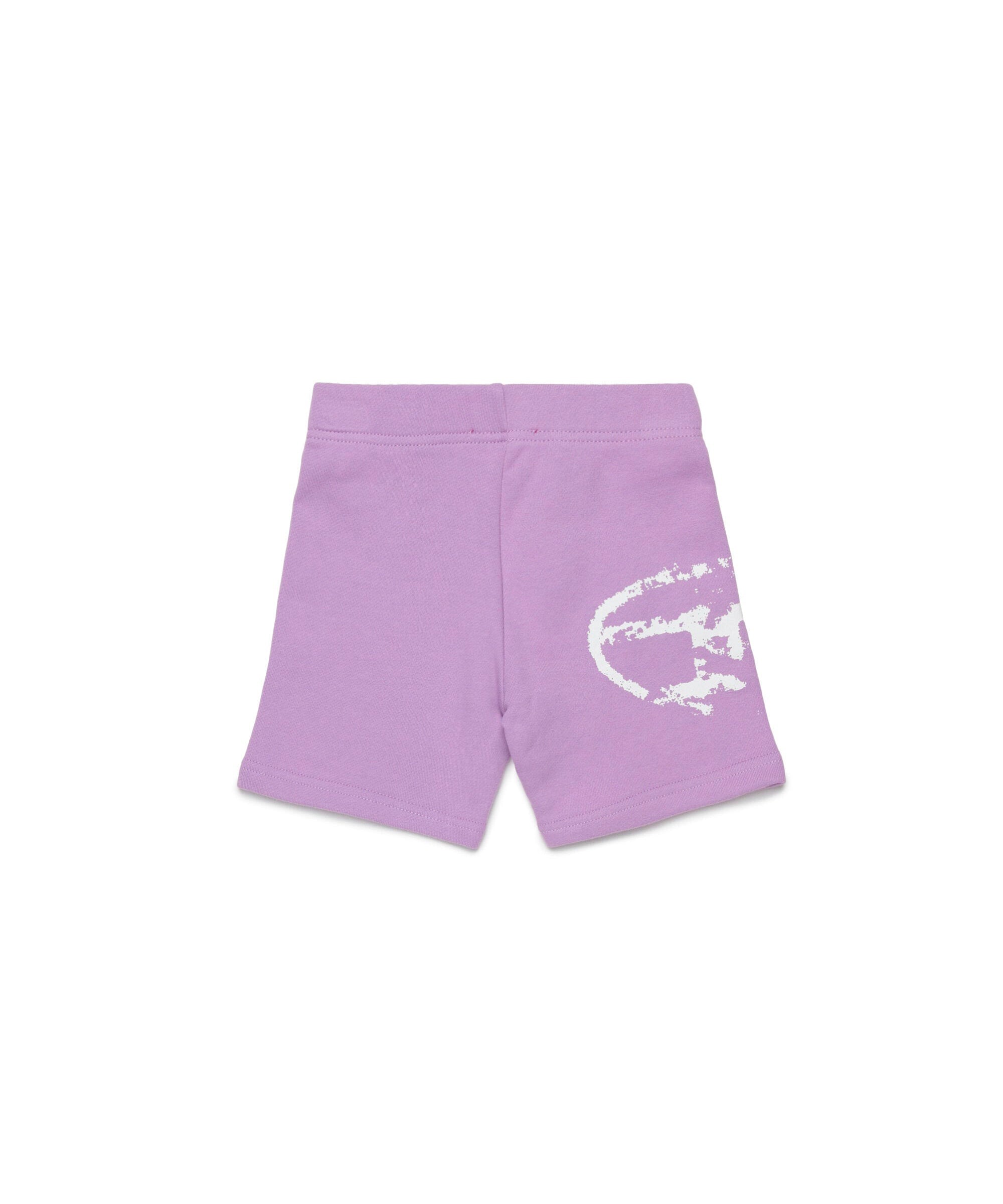Diesel Kids Short Lilla in Felpa con Logo per Neonate